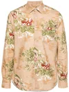 Aspesi Floral-print Shirt In Brown