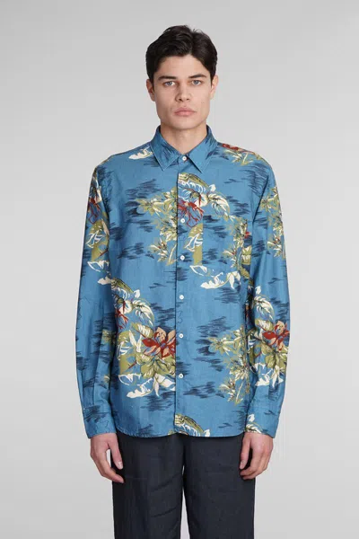 Aspesi Hawaiian-print Poplin Shirt In Blue