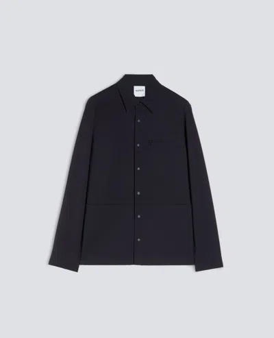 Aspesi Camicia Sfoderata In Flanella Tecnolana Comfort - Blau In Black