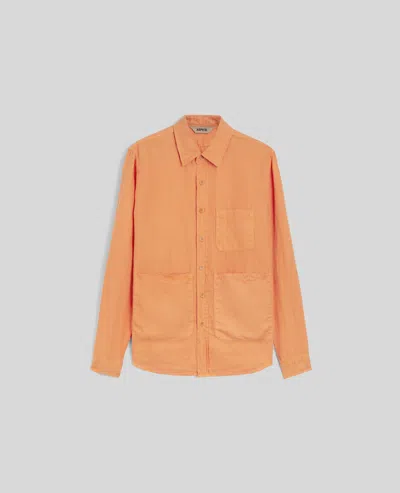 Aspesi Camicia Utility In Gabardina Di Canapa Naturale - Arancio
