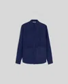 Aspesi Camicia Utility In Gabardina Di Canapa Naturale - Blu In Blu