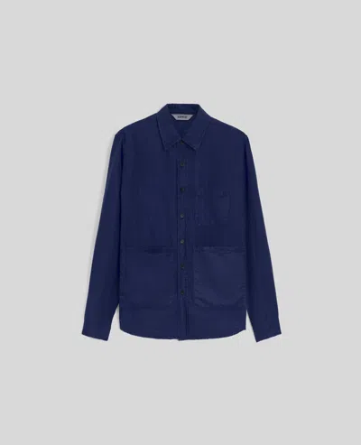 Aspesi Camicia Utility In Gabardina Di Canapa Naturale - Blu
