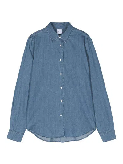 Aspesi Denim Slim Solid Shirt In Blue