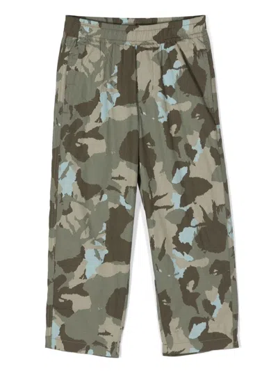 Aspesi Kids' Camouflage-print Straight Trousers In Green