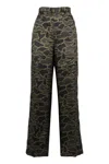 Aspesi Camouflage-printed Silk Trousers In Multi