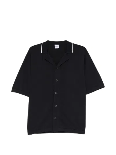 Aspesi Camp-collar Knitted Shirt In Black