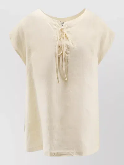 Aspesi Cap Sleeves Top Lightweight Fabric Style In Neutral