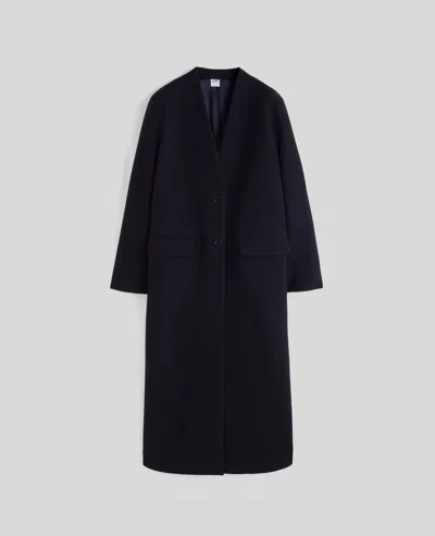Aspesi Wool Blend Long Coat In Navy