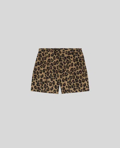 Aspesi Caprese Ii Swim Trunks With Leopard Print In Brown