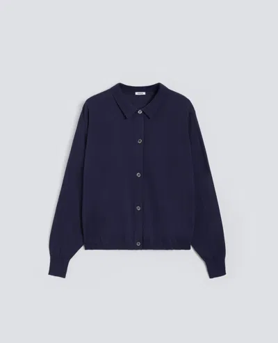 Aspesi Cardigan Avec Col En Melange Coton-soie-lin In Blue