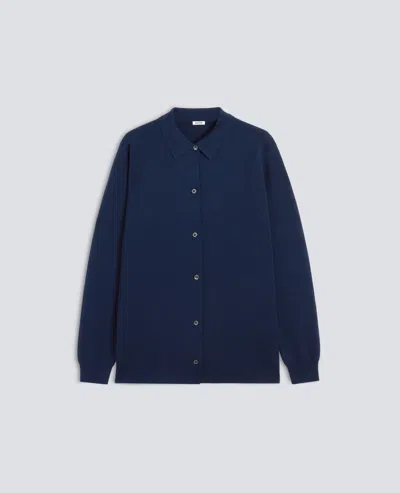 Aspesi Cardigan Camicia In Lana Merino - Blau In Blue
