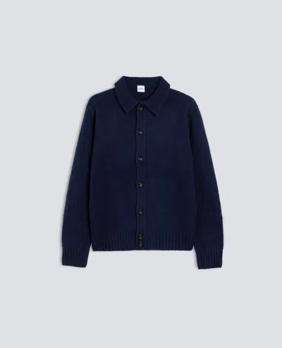 Aspesi Cardigan Camicia In Lana Shetland - Navy In Blue