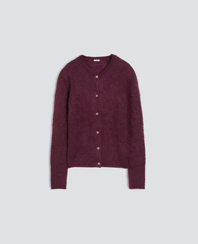 Aspesi Cardigan Girocollo Di Maglia In Mohair E Lana - Barbera In Burgundy