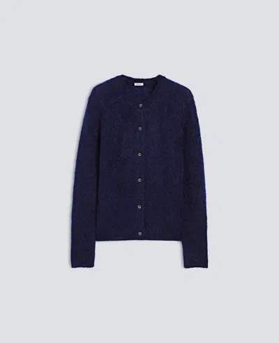 Aspesi Cardigan Girocollo Di Maglia In Mohair E Lana - Blu
