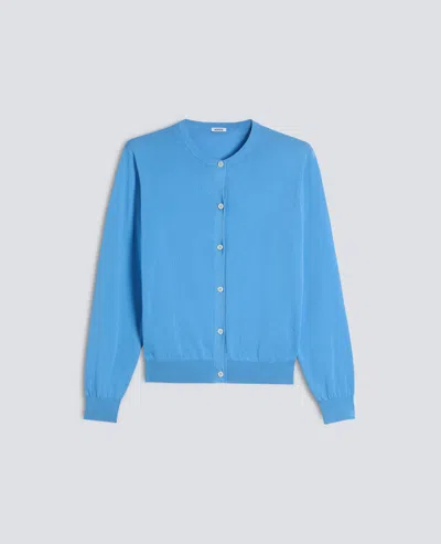 Aspesi Cardigan Girocollo In Cotone - Azzurro In Blue
