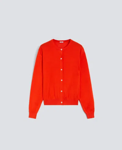 Aspesi Cardigan Girocollo In Cotone - Corallo In Red