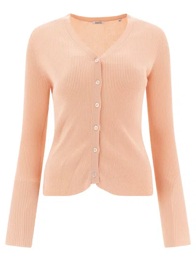 Aspesi Cardigan In Cotone Con Scollo A V Knitwear Pink