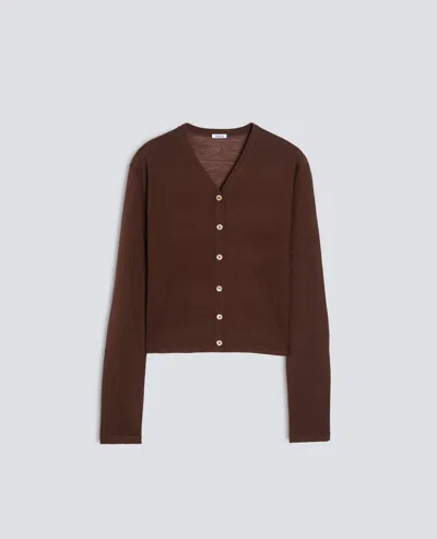 Aspesi Cardigan In Lana Merinos Ultralight - Braun In Brown