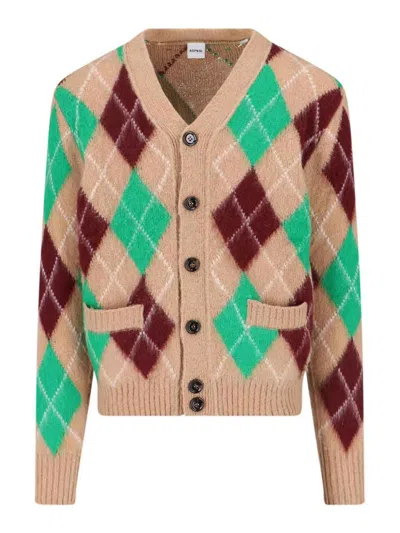 Aspesi Cardigan In Lana Shetland In Neutral