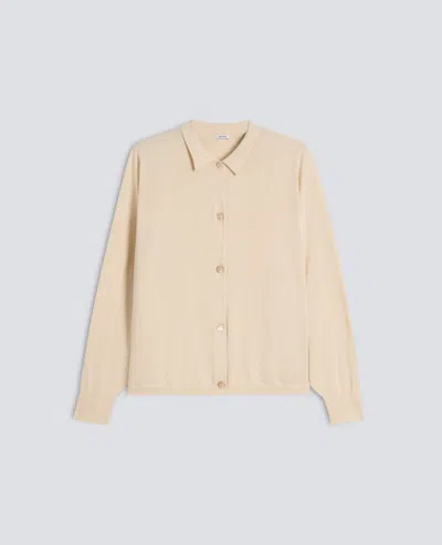 Aspesi Cardigan With Collar In Cotton-silk-linen Blend In Neutral
