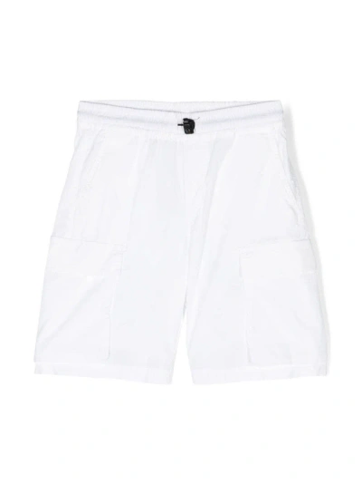 Aspesi Kids' Logo-tag Poplin Cargo Shorts In White