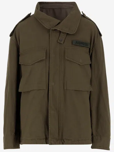 Aspesi Stretch Cotton Canvas Jacket In Green