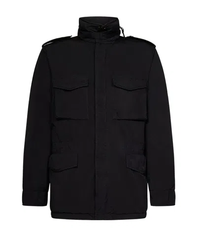 Aspesi Cargo-pocket Hooded Coat In Black