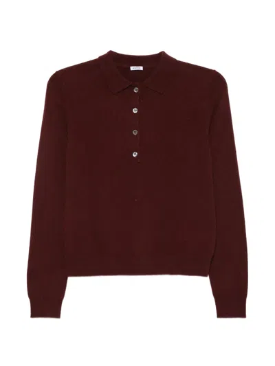 Aspesi Cashmere Polo Top In Burgundy