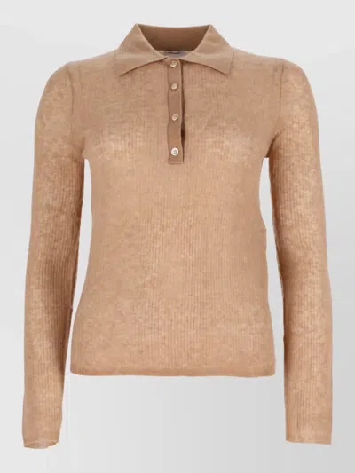 Aspesi Cashmere Wool Jersey Top In Brown