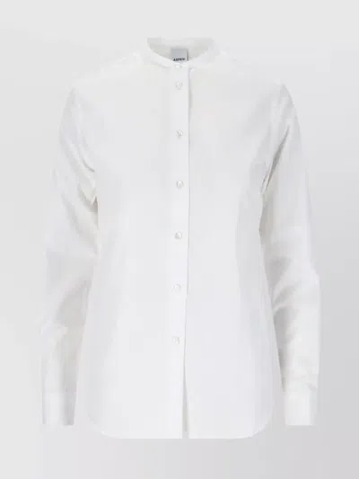 Aspesi Casual Long Sleeves Stand Collar Top In White
