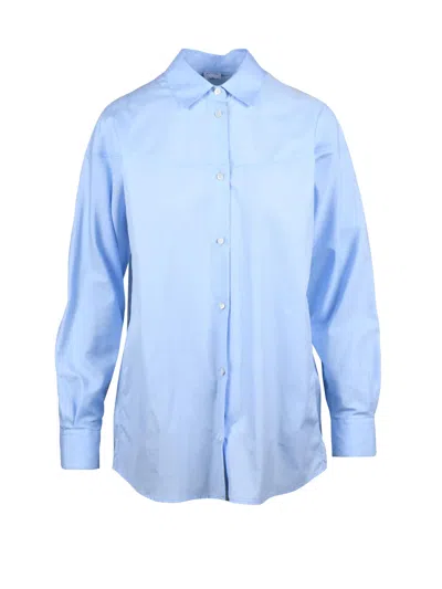 Aspesi Celeste Seamless Relaxed Fit Cotton Shirt In Purple