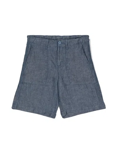 Aspesi Kids' Chambray Bermuda Shorts In 蓝色