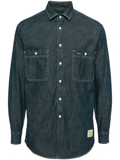 Aspesi Chambray Denim Shirt In Blue