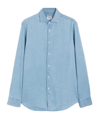 Aspesi Chambray Micro-twill Vic Shirt In Light Denim