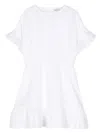 Aspesi Chambray Ruffled Mini Dress In White