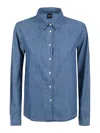 Aspesi Regular Fit Denim Shirt With Classic Collar In Blue