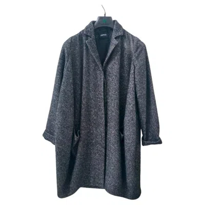 Pre-owned Aspesi Charcoal Bouclé Wool Oversized Coat With Notch Lapels In Black