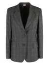 Aspesi Check-pattern Blazer In Gray