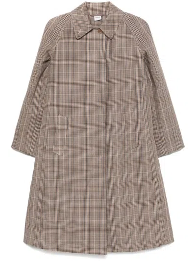 Aspesi Check-pattern Canvas Coat In Brown