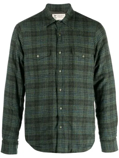 Aspesi Check-pattern Wool Shirt In Grün