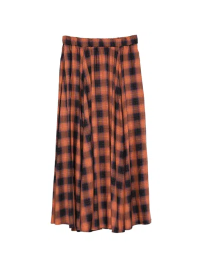 Aspesi Checked Flared Midi Skirt In Brown
