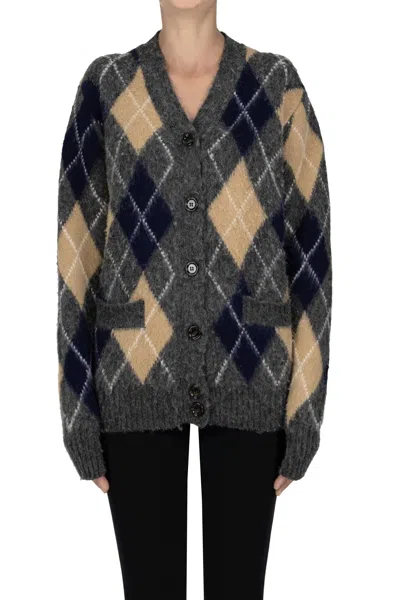 Aspesi Checked Print Cardigan In Multi