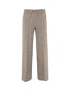 Aspesi Checkered Trousers With Canvas Weave In Brown