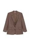 Aspesi Check-pattern Notched-lapel Blazer In Brown