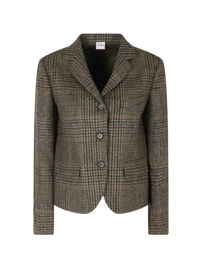 Aspesi Check-pattern Single-breasted Jacket In Multi