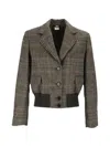 Aspesi Check-pattern Virgin Wool Jacket In Gray
