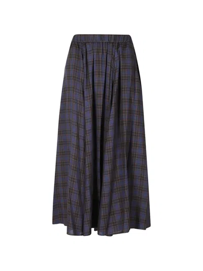 Aspesi Check-print Maxi Skirt In Blue