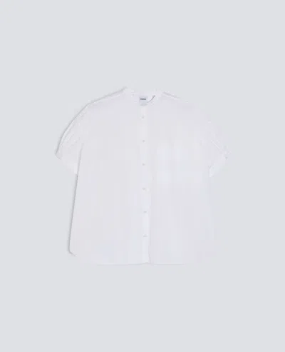 Aspesi Chemise En Popeline En Coton Pur Avec Col Mandarin In White