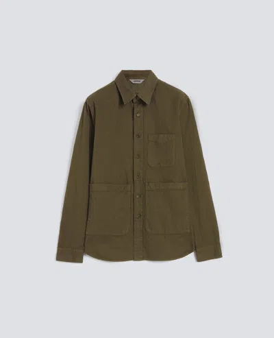 Aspesi Chemise Utilitaire En Gabardine Coton-lin In Green