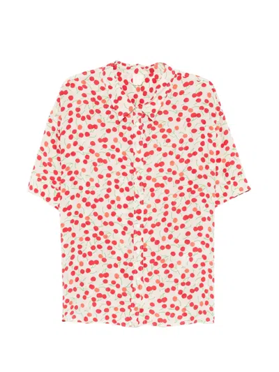 Aspesi Cherry-print Blouse In Orange